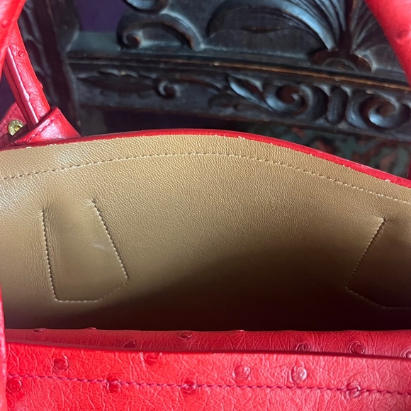 Prada Ostrich Medium Double Bag Rosso Tote - Picture 10 of 15